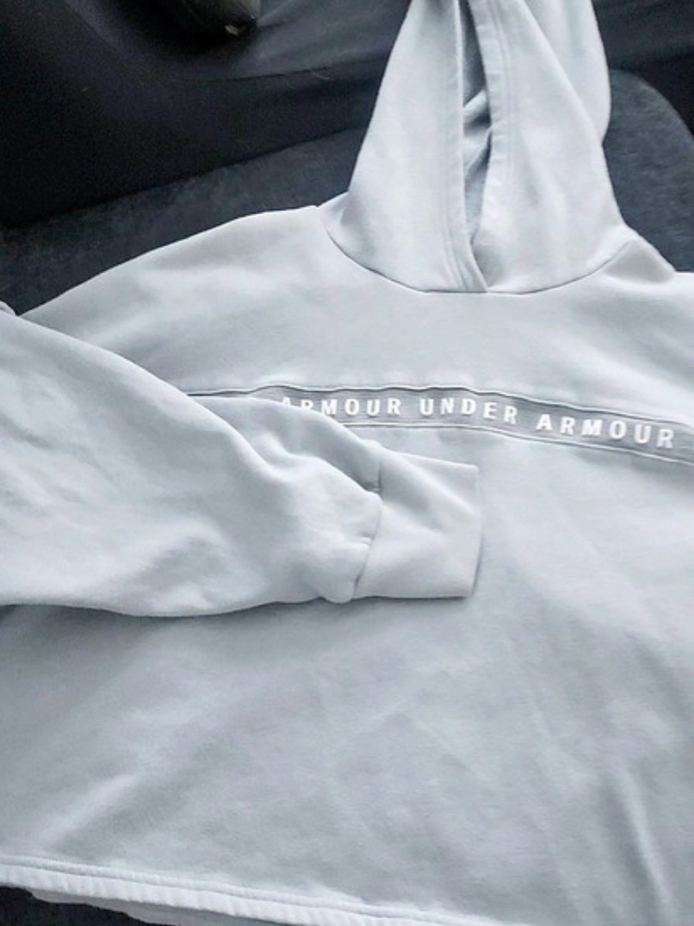 Under Armour Cropped UA Icon Fleece Taped Hoodie Gray Large